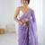 Lavender color chiffon crush fabric heavy designer work partywear saree