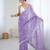 Lavender color chiffon crush fabric heavy designer work partywear saree