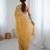 Mustard color chiffon crush fabric heavy designer work partywear saree