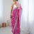 Pink color chiffon crush fabric heavy designer work partywear saree
