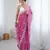 Pink color chiffon crush fabric heavy designer work partywear saree