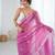 Pink color chiffon crush fabric heavy designer work partywear saree