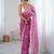 Pink color chiffon crush fabric heavy designer work partywear saree