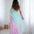 Sea green color chiffon crush fabric heavy designer work partywear saree