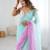 Sea green color chiffon crush fabric heavy designer work partywear saree