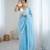 Sky blue color chiffon crush fabric heavy designer work partywear saree