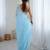 Sky blue color chiffon crush fabric heavy designer work partywear saree