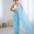 Sky blue color chiffon crush fabric heavy designer work partywear saree