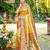 Yellow color silk blended woven designer ethnic partywear saree