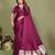 Purple color satin silk fabric ethnic woven lagdi pallu designer saree