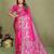 Pink color satin silk fabric woven jari designer partywear saree