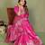Pink color satin silk fabric woven jari designer partywear saree