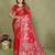 Red color satin silk fabric woven jari designer partywear saree