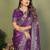 Purple color satin silk fabric woven jari designer partywear saree