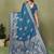 Teal blue color satin silk fabric woven jari designer partywear saree