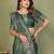 Green color satin silk fabric woven jari designer partywear saree