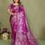 Magenta color satin silk fabric woven jari designer partywear saree