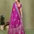 Magenta color satin silk fabric woven jari designer partywear saree