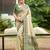 Beige color woven designer silk fabric ceremonial partywear saree