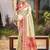 Beige color woven designer silk fabric ceremonial partywear saree