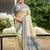 Beige color woven designer silk fabric ceremonial partywear saree