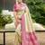 Beige color woven designer silk fabric ceremonial partywear saree