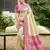 Beige color woven designer silk fabric ceremonial partywear saree