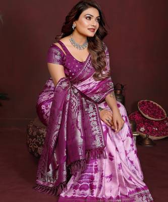 Purple satin silk blend saree ethnic indian looks 4