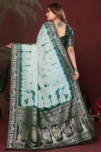 Green satin silk blend saree ethnic indian looks