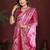 Pink color satin silk fabric saree for ethnic indian looks