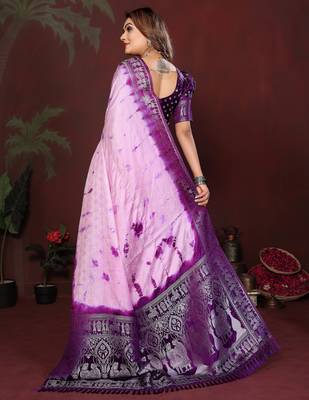 Violet satin silk blend saree ethnic indian looks 2