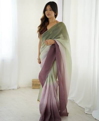  green-wine candy crush silk blend stylish pre stitched saree 1