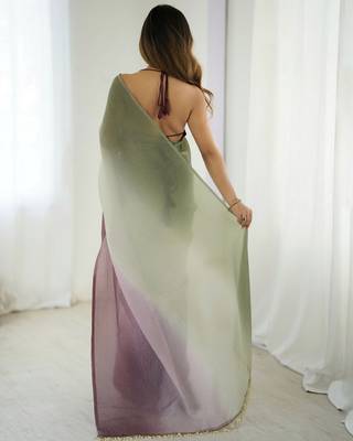  green-wine candy crush silk blend stylish pre stitched saree 2
