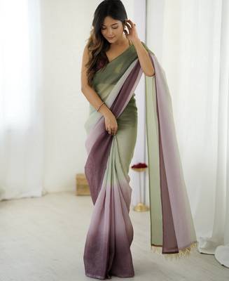  green-wine candy crush silk blend stylish pre stitched saree 4