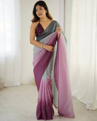  grey-wine candy crush silk blend stylish pre stitched saree 1