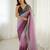 Designer grey-wine color candy crush silk fabric stylish pre stitched saree