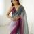 Designer grey-wine color candy crush silk fabric stylish pre stitched saree