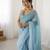 Designer sky blue color candy crush silk fabric stylish pre stitched saree