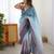 Designer sky blue-grey color candy crush silk fabric stylish pre stitched saree