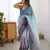 Designer sky blue-grey color candy crush silk fabric stylish pre stitched saree