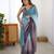 Designer sky blue-grey color candy crush silk fabric stylish pre stitched saree