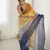 Designer yellow-grey color candy crush silk fabric stylish pre stitched saree