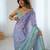 Lavender-pista color beautiful satin chiffon fabric beautiful stylish saree