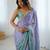 Lavender-pista color beautiful satin chiffon fabric beautiful stylish saree
