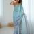 Sky-grey color beautiful satin chiffon fabric beautiful stylish saree