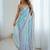 Sky-grey color beautiful satin chiffon fabric beautiful stylish saree