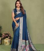 Blue color paithani silk fabric paithani woven gala designer saree