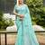 Turquoise color beautiful linen fabric sophisticated ethnic saree