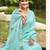 Turquoise color beautiful linen fabric sophisticated ethnic saree