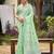 Green color beautiful linen fabric sophisticated ethnic saree